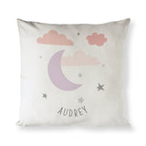 Personalized Pink Clouds and Moon Baby Pillow Cover - The Cotton and Canvas Co.
