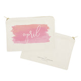 Personalized Name Pink Watercolor Cosmetic Bag and Travel Make Up Pouch - The Cotton and Canvas Co.