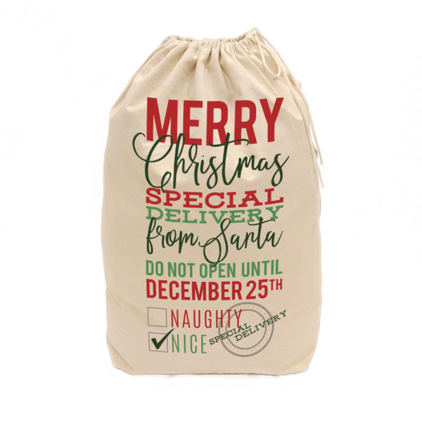 The Cotton and Canvas Co. Merry Christmas Cotton Canvas Santa Sack