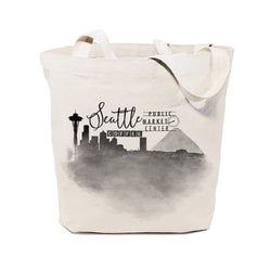 Seattle Cityscape Cotton Canvas Tote Bag - The Cotton and Canvas Co.