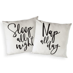 Sleep All Night and Nap All Day Pillow Covers, 2-Pack - The Cotton and Canvas Co.