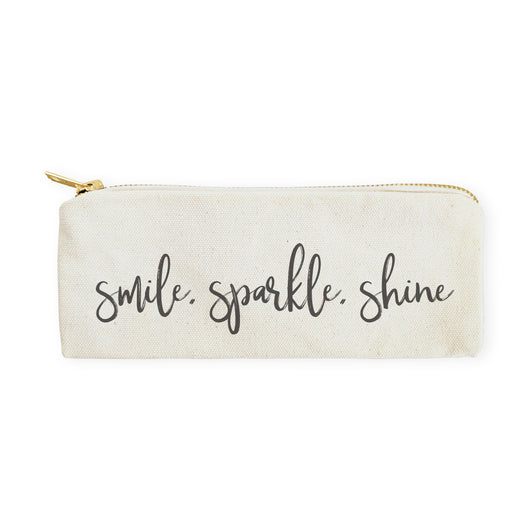 Smile, Sparkle, Shine Cotton Canvas Pencil Case and Travel Pouch - The Cotton and Canvas Co.