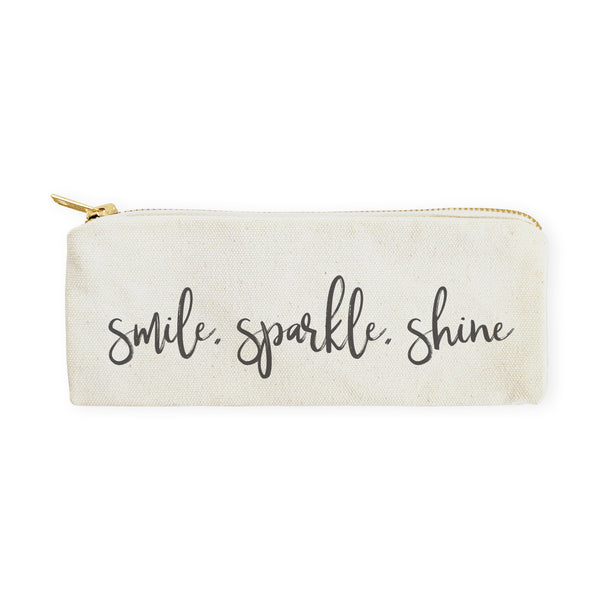 The Cotton and Canvas Co. Smile, Sparkle, Shine Cotton Canvas Pencil Case and Travel Pouch