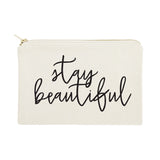 Stay Beautiful Cotton Canvas Cosmetic Bag - The Cotton and Canvas Co.