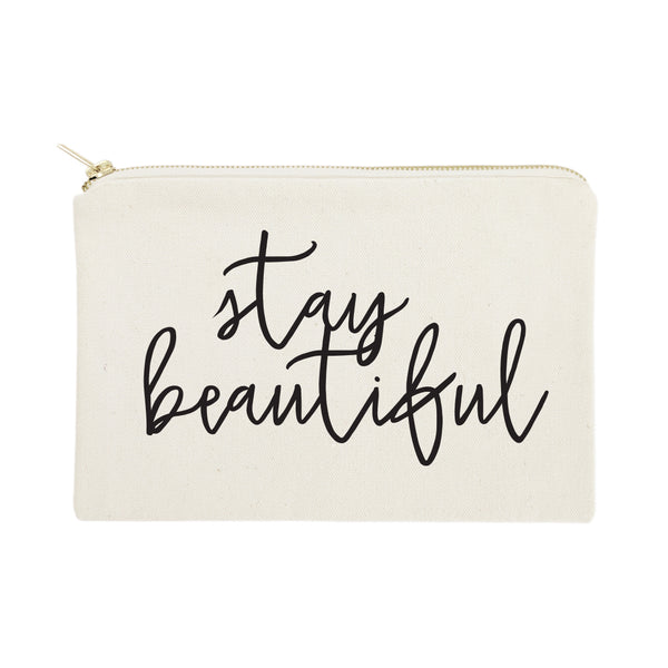 The Cotton and Canvas Co. Stay Beautiful Cotton Canvas Cosmetic Bag
