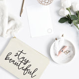 Stay Beautiful Cotton Canvas Cosmetic Bag - The Cotton and Canvas Co.
