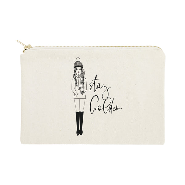 The Cotton and Canvas Co. Stay Golden Cotton Canvas Cosmetic Bag
