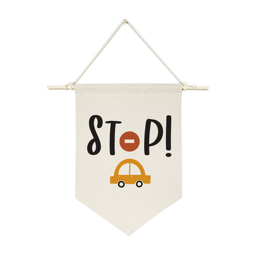Cars and Stop Sign Hanging Wall Banner