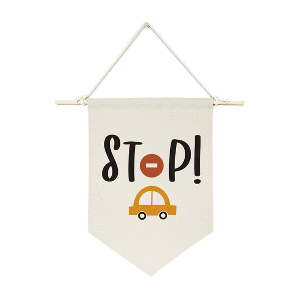 The Cotton and Canvas Co. Cars and Stop Sign Hanging Wall Banner