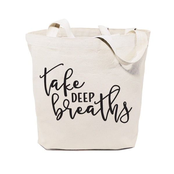 The Cotton and Canvas Co. Take Deep Breaths Gym Cotton Canvas Tote Bag