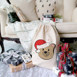 Baby Bear Cotton Canvas Christmas Santa Sack - The Cotton and Canvas Co.