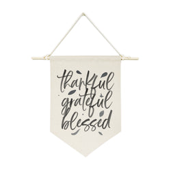 Thankful, Grateful, Blessed Hanging Wall Banner - The Cotton and Canvas Co.