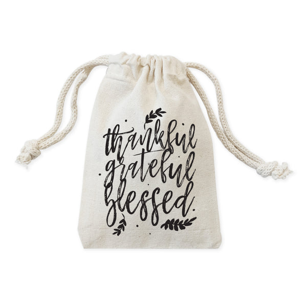 The Cotton and Canvas Co. Thankful, Grateful, Blessed Thanksgiving Favor Bags, 6-Pack