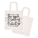 The Beach is Calling and I Must Go Cotton Canvas Tote Bag - The Cotton and Canvas Co.