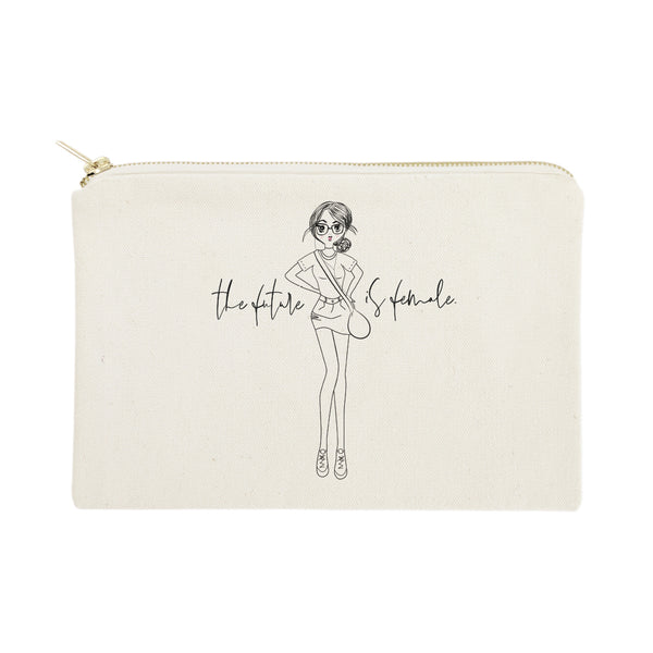 The Cotton and Canvas Co. The Future is Female Cotton Canvas Cosmetic Bag