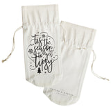 Tis the Season to Get Tipsy Christmas Cotton Canvas Wine Bag - The Cotton and Canvas Co.
