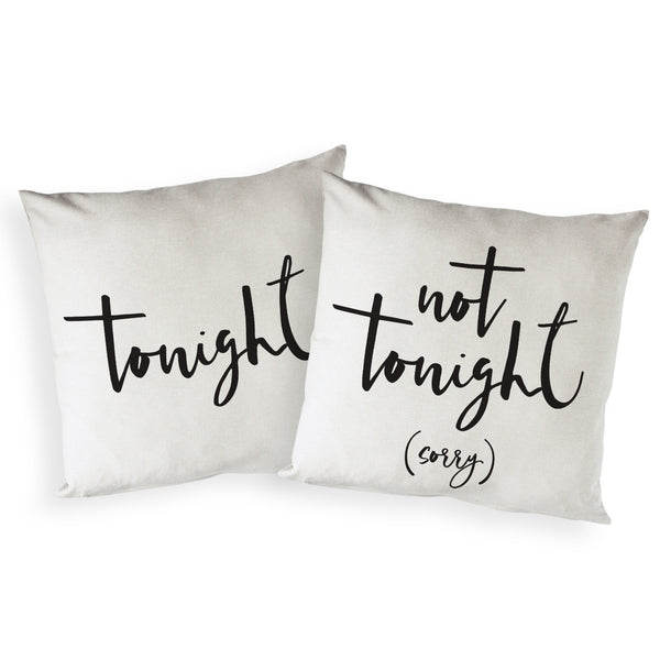 The Cotton and Canvas Co. Tonight and Not Tonight Pillow Covers, 2-Pack