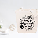 Trick or Treat Halloween Cotton Canvas Tote Bag - The Cotton and Canvas Co.