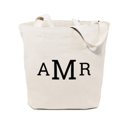 Personalized Triple Monogram Cotton Canvas Tote Bag - The Cotton and Canvas Co.