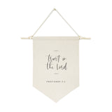 Trust in the Lord, Proverbs 3:5 Cotton Canvas Scripture, Hanging Wall Banner - The Cotton and Canvas Co.
