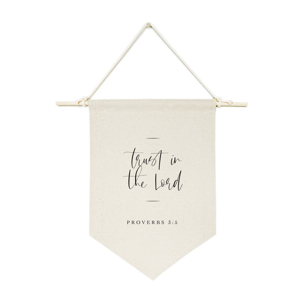The Cotton and Canvas Co. Trust in the Lord, Proverbs 3:5 Cotton Canvas Scripture, Hanging Wall Banner