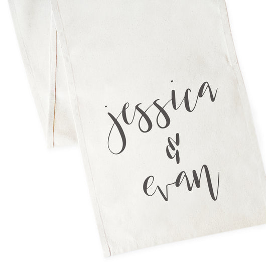 Personalized Couple Names Cotton Canvas Table Runner - The Cotton and Canvas Co.