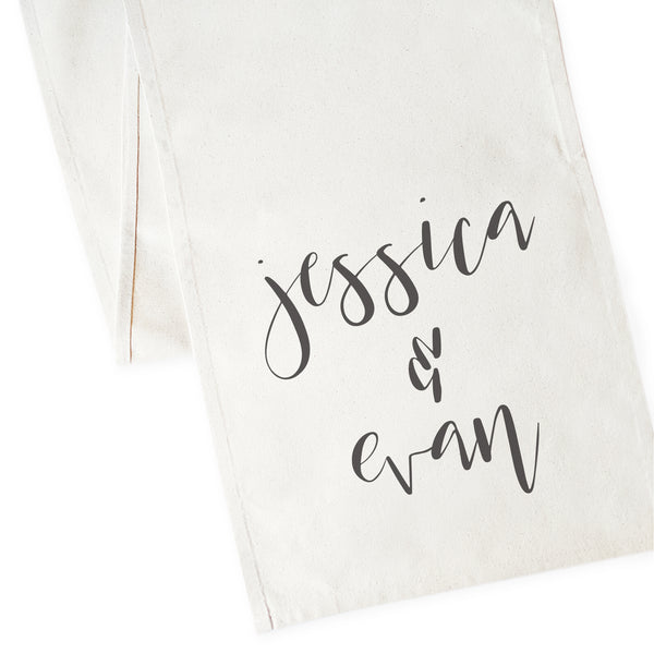 The Cotton and Canvas Co. Personalized Couple Names Cotton Canvas Table Runner