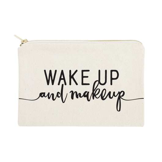 Wake Up and Makeup Cotton Canvas Cosmetic Bag - The Cotton and Canvas Co.