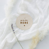 We're Here Newborn Twin Baby Announcement Sign