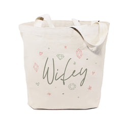 Gemstone Wifey Wedding Cotton Canvas Tote Bag - The Cotton and Canvas Co.