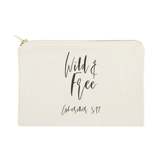 Wild and Free, Ephesians 3:12 Cotton Canvas Cosmetic Bag - The Cotton and Canvas Co.