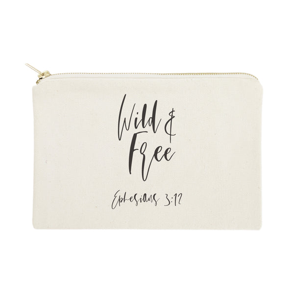 The Cotton and Canvas Co. Wild and Free, Ephesians 3:12 Cotton Canvas Cosmetic Bag