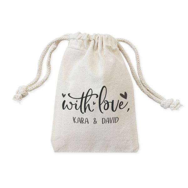 The Cotton and Canvas Co. Personalized With Love with Names Wedding Favor Bags, 6-Pack