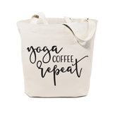 Yoga, Coffee and Repeat Gym Cotton Canvas Tote Bag - The Cotton and Canvas Co.