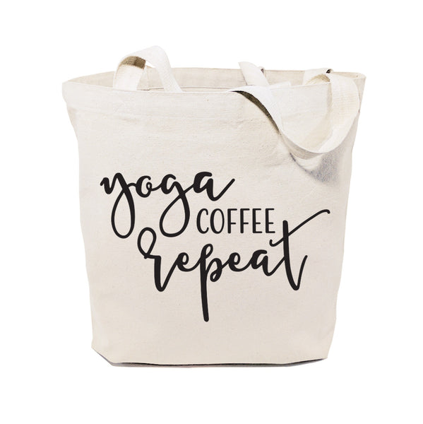 The Cotton and Canvas Co. Yoga, Coffee and Repeat Gym Cotton Canvas Tote Bag