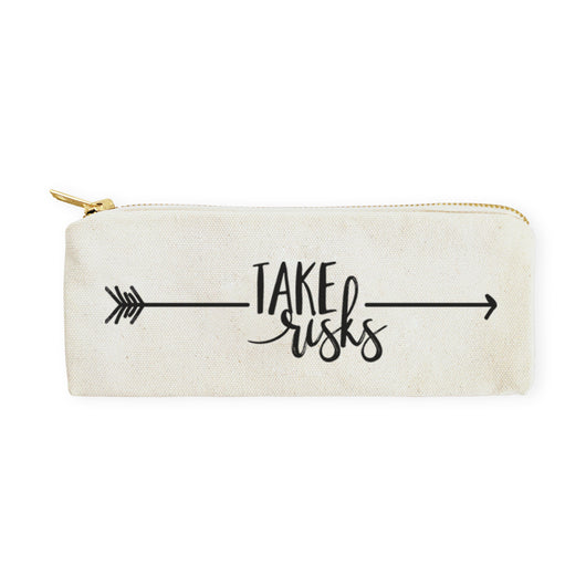 Take Risks Cotton Canvas Pencil Case and Travel Pouch - The Cotton and Canvas Co.